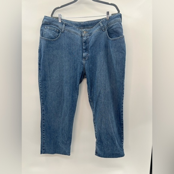 Crop Jeans Women's 24WP Relaxed Fit Blue Cuffed Cotton Stretch - Picture 5 of 8